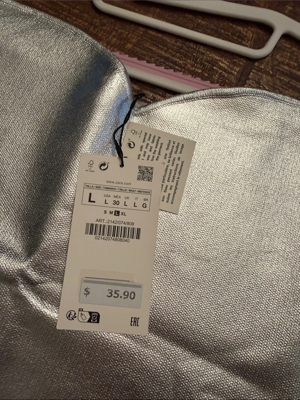 Zara Silver Strapless Bustier Skirt Top